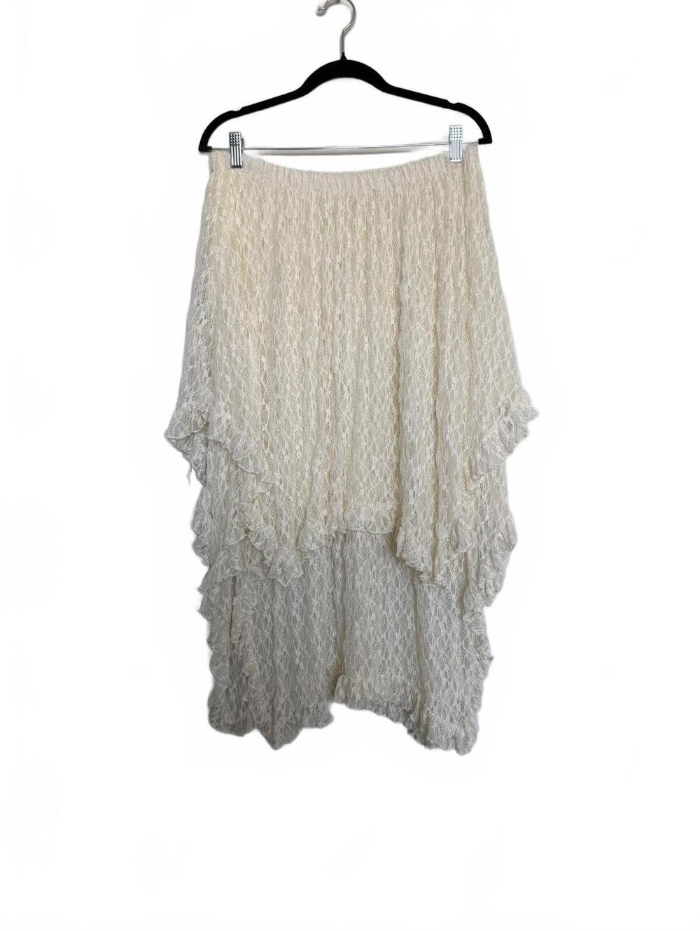 CottageCore Cream Crochet High-Low Skirt Size L
